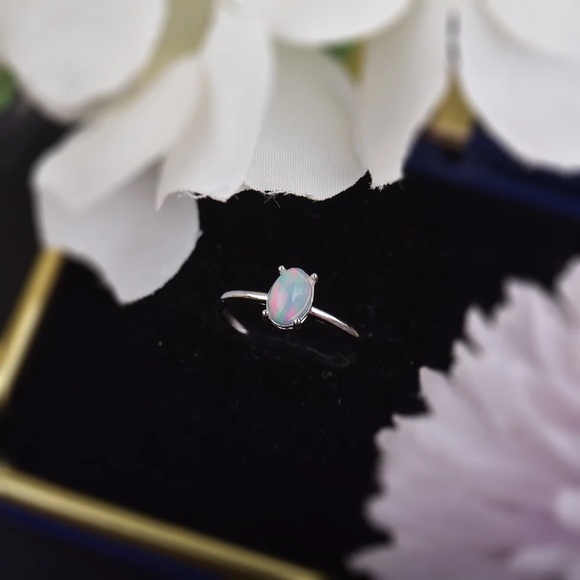 Natural Ethiopia Opal Ring Silver - adjustable ring - Picture 3 of 6